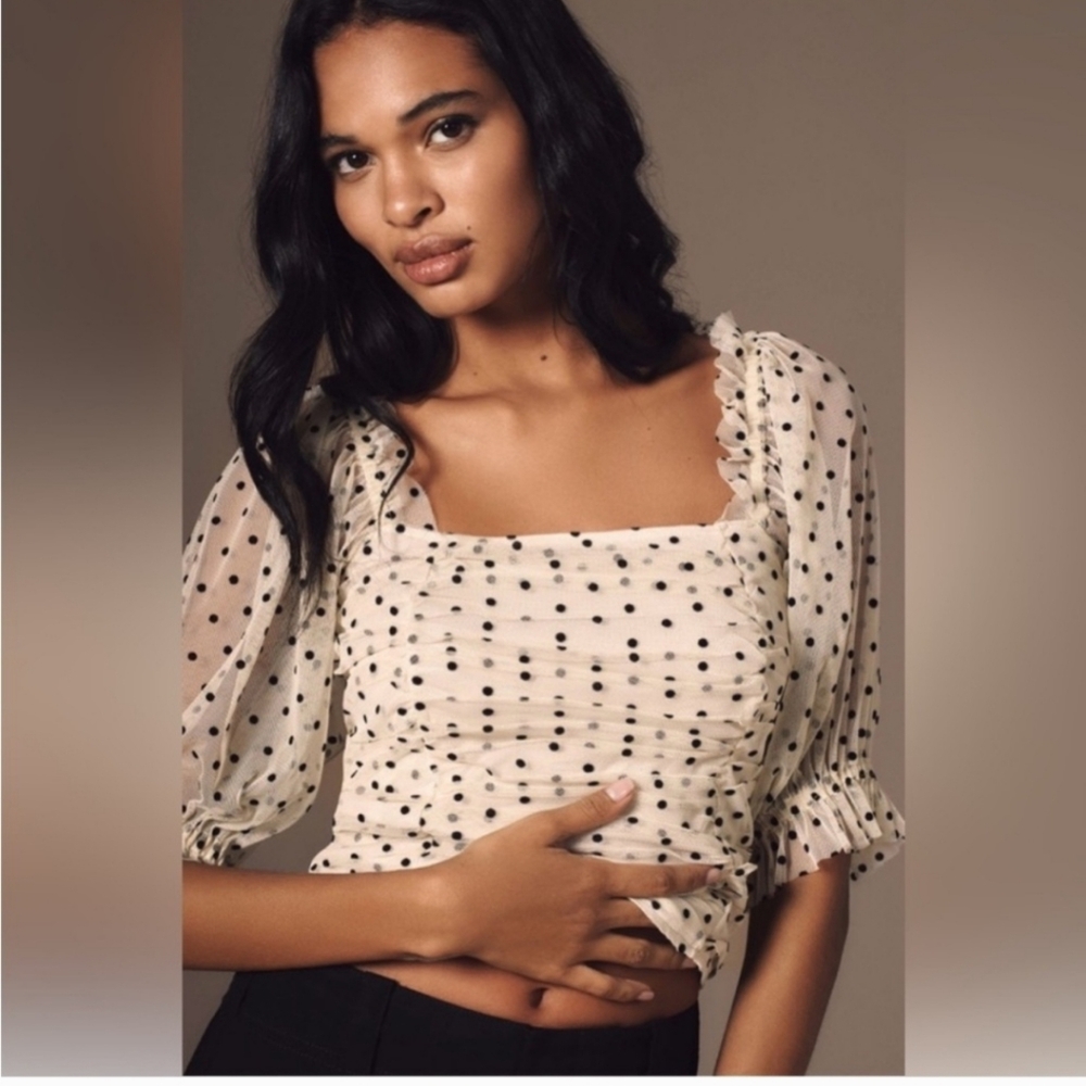 Anthropologie Maeve Polka Dot Top Sz M